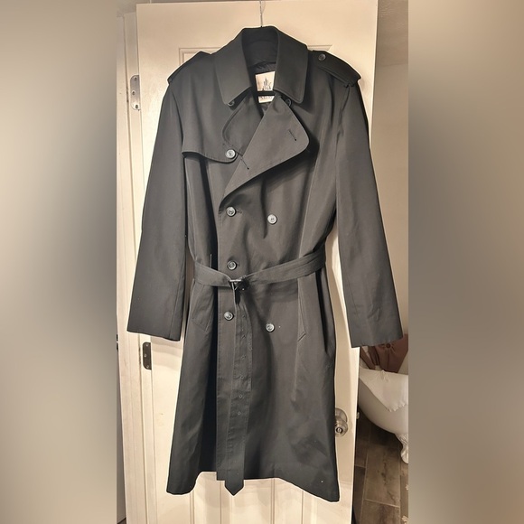 Vintage Jackets & Blazers - MISTY HARBOR VINTAGE BLACK MID LENGTH TRENCH COAT COLD WEATHER ZIP LINING